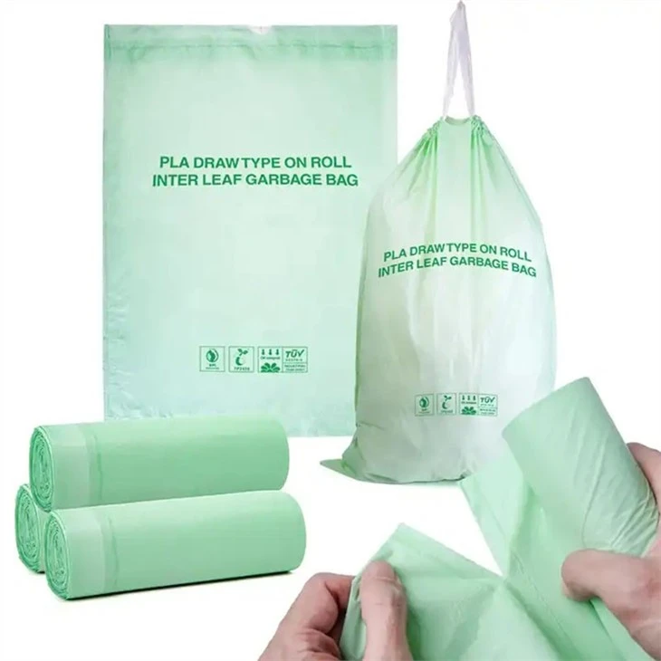 Bio Degradable Compostable Corn Starch PLA Custom Trash Can Liner Plastic Green Roll Disposable Garbage Bag